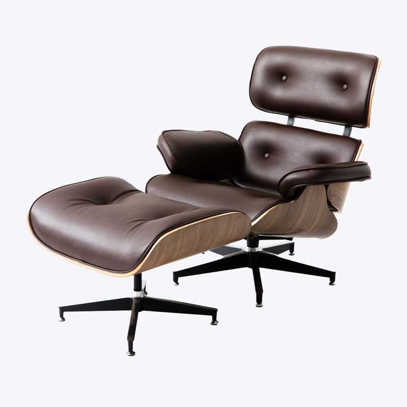 Cathaoir tolglann clasaiceach eames cathaoir lounge adhmaid agus ottoman GK85