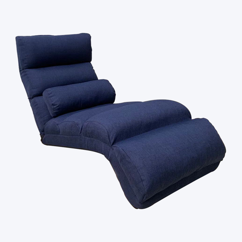 Cathaoir urláir inchoigeartaithe clasaiceach dorcha gorm le headrest, pillow lumbar agus footrest 313K