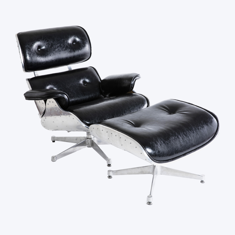 Cathaoirleach Classic Eames Lounge Alloy Lounge Cathaoirleach agus Footstool GK85-ALM